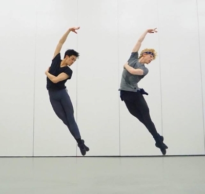 George Liang in one of Northern Ballet's studios with Sean batesPhoto Riku Ito
