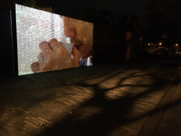 The film projected on the wall with Chen Wu-kang Photo TFAM